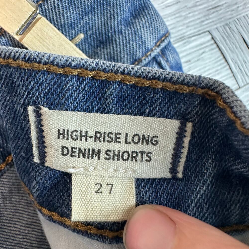 Madewell high rise long denim shorts blue Bermuda normcore tradMom cut-off - Picture 4 of 10